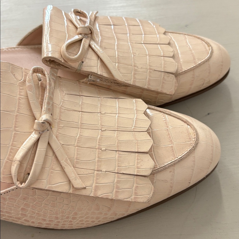 J. Crew Beige Embossed Leather Loafers Cream - Picture 4 of 5